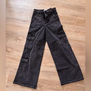 Women's Black Wide Leg Cargo Jeans